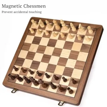 Magnetic Travel Chess Set - Portable 15" Wooden Chessboard