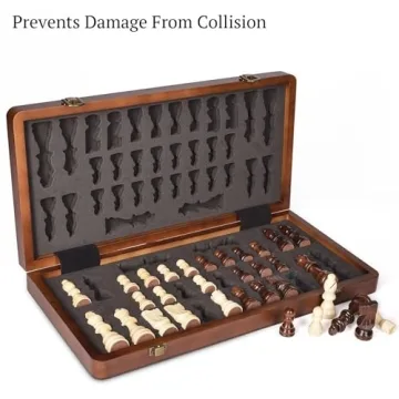 Magnetic Travel Chess Set - Portable 15" Wooden Chessboard