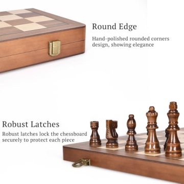 Magnetic Travel Chess Set - Portable 15" Wooden Chessboard