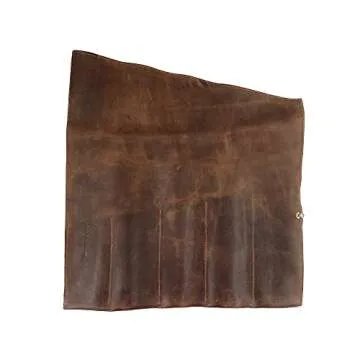 Hide & Drink, Large Tool Roll Up Bag (6 slots), Portable Carry-On Pouch, Workshop Storage, Woodworking Tools Organizer, Full Grain Leather, Handmade, Bourbon Brown