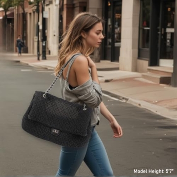 Stylish Oversize Quilted Denim Purse for Modern Women