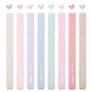 Mr. Pen Aesthetic Highlighters 8 Pastel Colors No Bleed