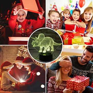 ZOKEA Night Lights for Kids Dinosaur 3D Night Light Bedside Lamp 7 Colors Changing with Remote Control Best Birthday Gifts for Boys Girls Kids Baby (Dinosaur Triceratops)¡­