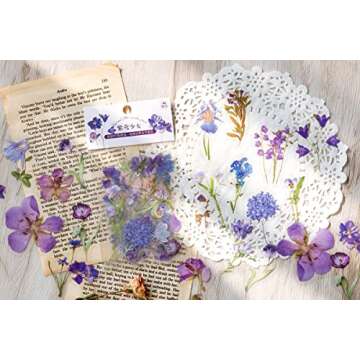 Knaid Botanical Stickers Set (320 Pieces) Pressed Flower Resin Decals Transparent Daisy Tulip Eucalyptus Leaf Mushroom Journaling Sticker for Scrapbook Card Making Junk Journal Bullet Journal Planner