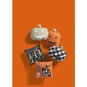 Mud Pie Pumpkin Pillow in Bright Orange for Fall