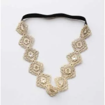 Asufegucd Baby Toddler Elastic Chiffon Flower Headbands Princess Girls Hand Sewing Beads Flower Lace Headwear Nylon Headband (MQ319)