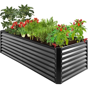 Best Choice Products 8x4x2ft Outdoor Metal Raised Garden Bed - Deep Root Planter Box for Optimal Gro...