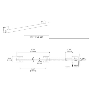 Gatco 24" Towel Bar in Brushed Brass for Bathrooms