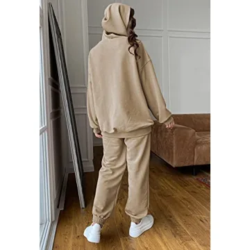 Linsery Stylish Hooded Workout Set in Khaki for Women