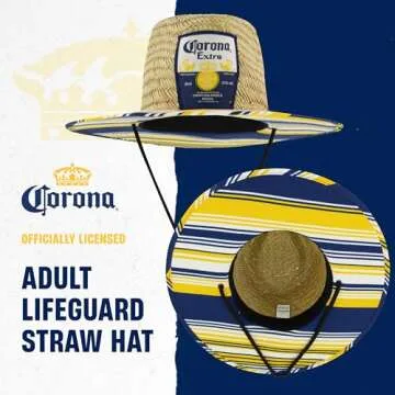 Corona Extra Sun Hat, Adult Large Wide Brim Straw Lifeguard Cap for Men and Women, Beach and Pool Ac...