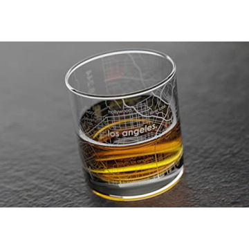 Well Told Engraved Los Angeles California Map Rocks Glass, Old Fashioned Whiskey Glass (11 oz, Clear...