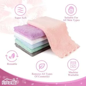HOMEXCEL Premium Makeup Remover Cloth 24 Pack, Reusable Super Soft 7 x 7 Inch Facial Cleansing Cloths with Just Water, Highly Absorbent Microfiber Coral Velvet Face Towels Washcloths