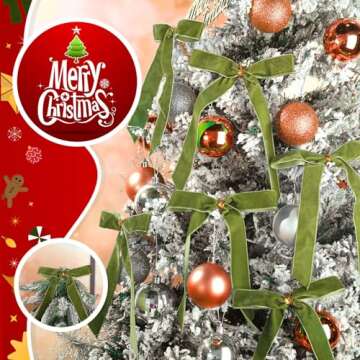 Riceshoot 30 Pcs 6 x 8 Inches Velvet Christmas Bow, Rustic Crafts Gift Bows for Christmas Tree, Chri...