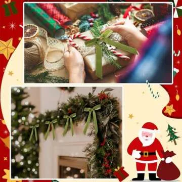 Riceshoot 30 Pcs 6 x 8 Inches Velvet Christmas Bow, Rustic Crafts Gift Bows for Christmas Tree, Christmas Garland, Large Gifts, Parties, Indoor or Outdoor Christmas Decorations(Green)