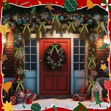 Riceshoot 30 Pcs 6 x 8 Inches Velvet Christmas Bow, Rustic Crafts Gift Bows for Christmas Tree, Christmas Garland, Large Gifts, Parties, Indoor or Outdoor Christmas Decorations(Green)