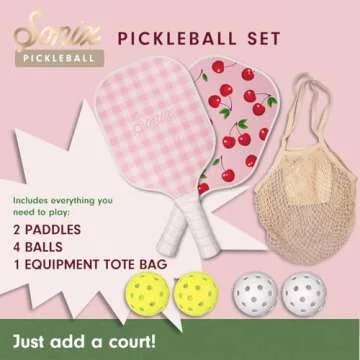 Sonix | USAPA Approved | Pickleball Paddles Set of 2 | Fiberglass Surface Pickle Ball Set with 2 Rackets, 4 Balls, & Bag | Cherry on Top