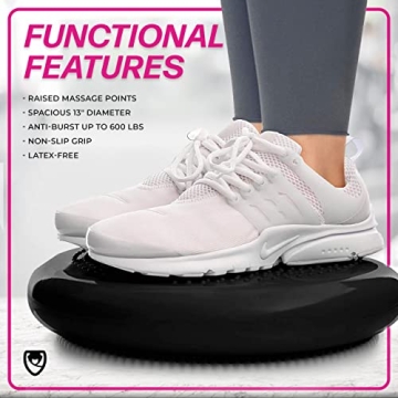 URBNFit Wobble Cushion - Balance Disc for Core Stability, Strengthening, Physical Therapy Exercise, Office Chair or Kids Classroom - Sensory Wiggle Seat Pad w/Air Pump - Blue