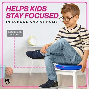 URBNFit Wobble Cushion - Balance Disc for Core Stability, Strengthening, Physical Therapy Exercise, Office Chair or Kids Classroom - Sensory Wiggle Seat Pad w/Air Pump - Blue