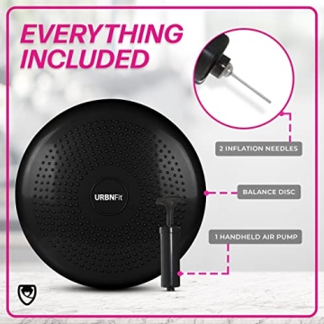 URBNFit Wobble Cushion - Balance Disc for Core Stability, Strengthening, Physical Therapy Exercise, Office Chair or Kids Classroom - Sensory Wiggle Seat Pad w/Air Pump - Blue