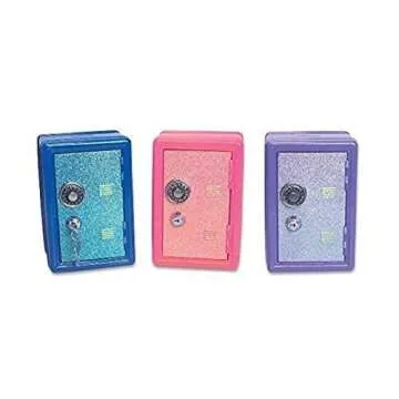 Rhode Island Novelty 7 Inch Glitter Locker Safe Bank, One Piece per Order