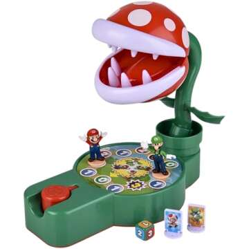 EPOCH Games Super Mario Piranha Plant Escape! - Tabletop Action Game for Ages 4+ with 2 Collectible Super Mario Action Figures