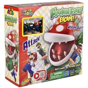 EPOCH Games Super Mario Piranha Plant Escape! - Tabletop Action Game for Ages 4+ with 2 Collectible Super Mario Action Figures