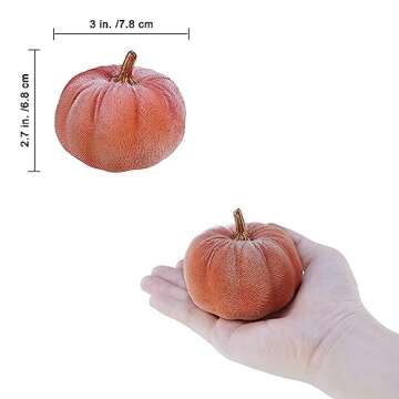 Winlyn 12 Pcs Small Rustic Faux Velvet Pumpkins Decorative Blush Coral Pink Peach Ivory Fabric Pumpk...