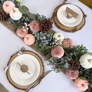 Winlyn 12 Pcs Small Rustic Faux Velvet Pumpkins Decorative Blush Coral Pink Peach Ivory Fabric Pumpkins Foam Pumpkins 3" for Fall Wedding Bbay Shower Thanksgiving Halloween Table Centerpiece Décor