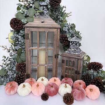 Winlyn 12 Pcs Small Rustic Faux Velvet Pumpkins Decorative Blush Coral Pink Peach Ivory Fabric Pumpkins Foam Pumpkins 3" for Fall Wedding Bbay Shower Thanksgiving Halloween Table Centerpiece Décor