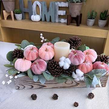 Winlyn 12 Pcs Small Rustic Faux Velvet Pumpkins Decorative Blush Coral Pink Peach Ivory Fabric Pumpkins Foam Pumpkins 3" for Fall Wedding Bbay Shower Thanksgiving Halloween Table Centerpiece Décor