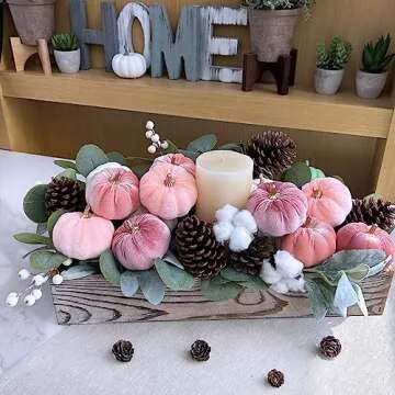 Winlyn 12 Pcs Small Rustic Faux Velvet Pumpkins Decorative Blush Coral Pink Peach Ivory Fabric Pumpkins Foam Pumpkins 3" for Fall Wedding Bbay Shower Thanksgiving Halloween Table Centerpiece Décor