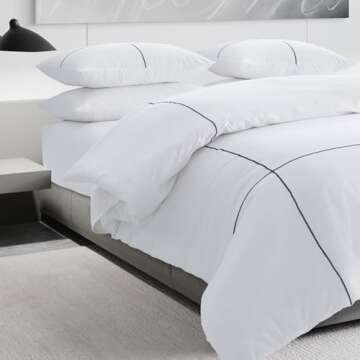 Vera Wang - King Comforter Set, Luxury Cotton Sateen Bedding with Matching Shams, Designer Home Decor (Zig Zag White, King)