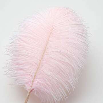 24pcs Natural Light Pink Ostrich Feathers 10-12inch (25-30cm) for Wedding Party Centerpieces，Flowe...
