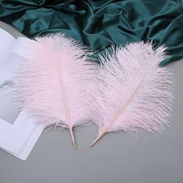 24pcs Natural Light Pink Ostrich Feathers 10-12inch (25-30cm) for Wedding Party Centerpieces，Flower Arrangement and Home Decoration.