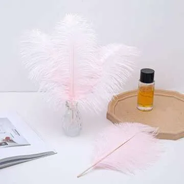 24pcs Natural Light Pink Ostrich Feathers 10-12inch (25-30cm) for Wedding Party Centerpieces，Flower Arrangement and Home Decoration.