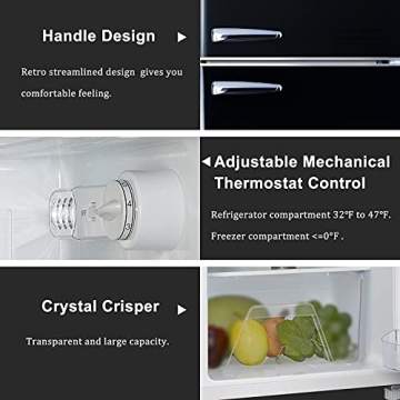 Galanz Retro Compact Refrigerator with Freezer Dual Door