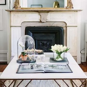 DILATATA Artificial White Tulips in Vase with Faux Water 5.5" Real Touch Flowers Fake Tulips Small Flowers Arrangement in Cube Glass Vase for Mother's Day Table Centerpiece Wedding Home Decor 2 Pack