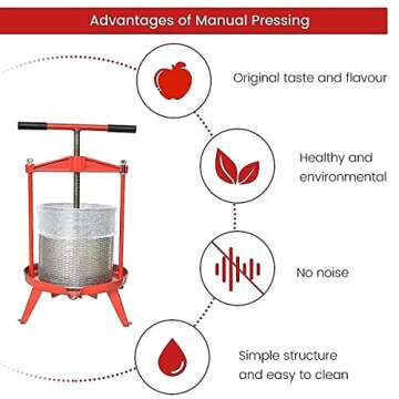 Fruit Wine Press and Crusher,100% Nature Apple&Grape&Berries Crusher Manual Juice Maker for Kitchen