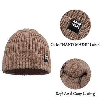 Simple Knitted Baby Beanie Hip-Hop Boys Winter Hat Toddler Kids Bonnet for Girls 0-5Y (Black+Khaki+Gray, S)