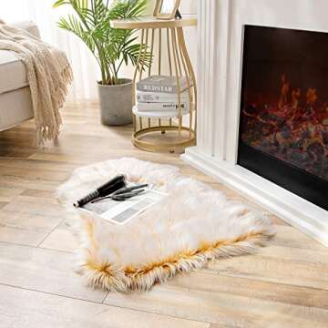 Ashler Faux Fur Rug, Fluffy Shaggy Area Rug Ultra Soft 2 x 3 Feet Sheepskin Fur Rug, Frosted Bottom ...