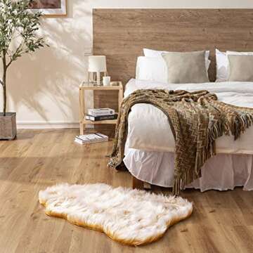 Ashler Faux Fur Rug, Fluffy Shaggy Area Rug Ultra Soft 2 x 3 Feet Sheepskin Fur Rug, Frosted Bottom Yellow Fuzzy Rug Machine Washable Shag Rug, Nursery Decor Throw Rugs for Bedroom, Living Room