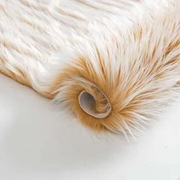 Ashler Faux Fur Rug, Fluffy Shaggy Area Rug Ultra Soft 2 x 3 Feet Sheepskin Fur Rug, Frosted Bottom Yellow Fuzzy Rug Machine Washable Shag Rug, Nursery Decor Throw Rugs for Bedroom, Living Room