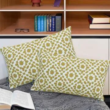 Handmade Decorative Pillow Cover Golden Palm 12x20 Cozy Cotton Canvas