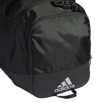 adidas Unisex Adult Defender IV Large Duffel, Sports Duffle Men and Women, Durable Gym Bags, Black/Silver Metallic, Medium (66L)
