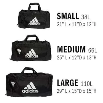 adidas Unisex Adult Defender IV Large Duffel, Sports Duffle Men and Women, Durable Gym Bags, Black/Silver Metallic, Medium (66L)