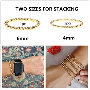 fzbali 3 Pcs Gold Beaded Bracelets for All Styles