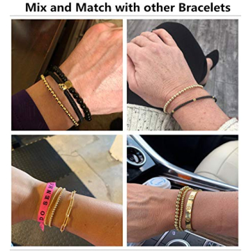 fzbali 3 Pcs Gold Beaded Bracelets for All Styles