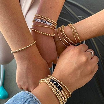 fzbali 3 Pcs Gold Beaded Bracelets for All Styles