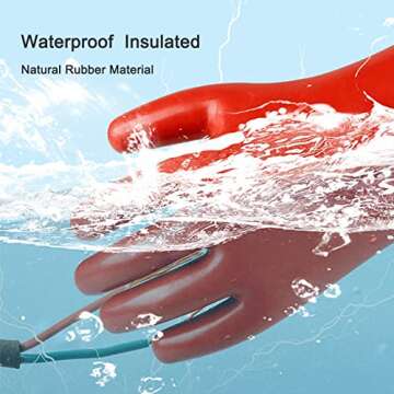 gotosee 12KV Electrical Insulated Lineman Rubber Gloves Electrician High Voltage Hand Shape Waterpro...