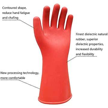 gotosee 12KV Electrical Insulated Lineman Rubber Gloves Electrician High Voltage Hand Shape Waterproof Safety Protective Work Gloves Insulating for Man Woman